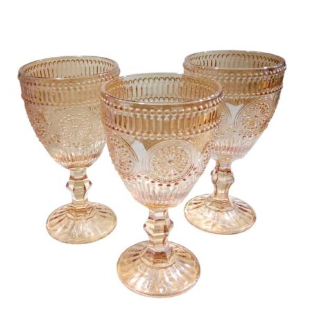 TUTTO CASA 2498-23 SET 6 COPAS TRAMAS AMBAR 320ML
