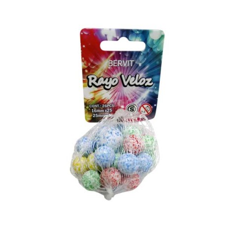 RAYO VELOZ 25BOLITAS VIDRIO 16MM +1BOLON 25MM