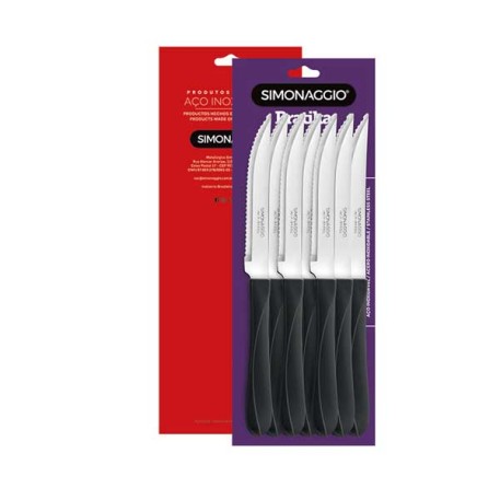 SIMONAGGIO 3224/12 CUCHILLOS X12PZ E/BLISTER  C/MGO PLAST. NEGRO