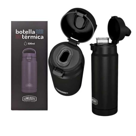 LUMILAGRO ETC180023 BOTELLA TER AC INOX 530ML C/BOTON NEGRO X1