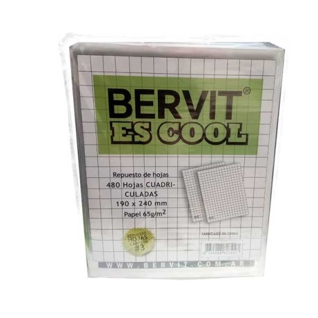 BERVIT REPUESTO 48HOJAS CUAD. 65Gr X10