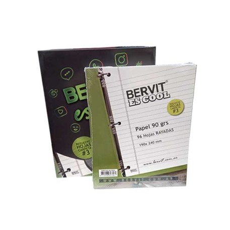 BERVIT REPUESTO 480HOJAS RAYA 90Gr. X1