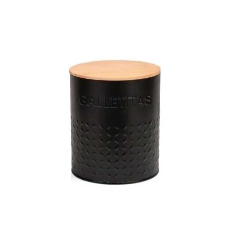 CAROL 71245 LATA P/GALLETITAS NEGRO C/TAPA BAMBU