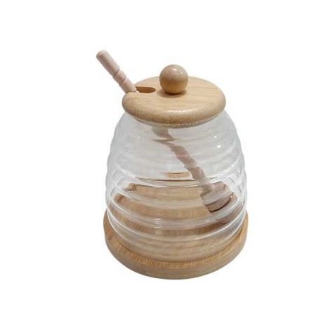 K&K CA5159ZS FRASCO C/TAPA MADERA C/BASE +CUCHARITA P/MIEL