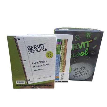 BERVIT REPUESTO 480HOJAS RAY 100Gr X1