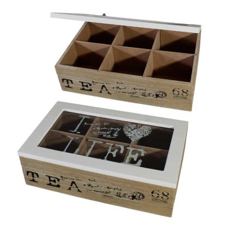 WALPLO 1140914 CAJA MADERA P/TÉ 6DIV. X1